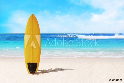 Bild på Surfer board on the beach
